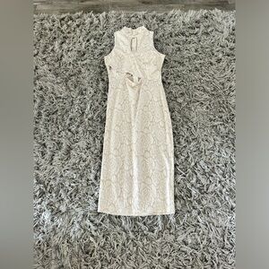 Tan Midi Dress with cutout